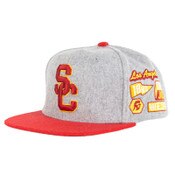 USC Trojans Gray SC Interlock Melton Patch Wool Snapback Hat
